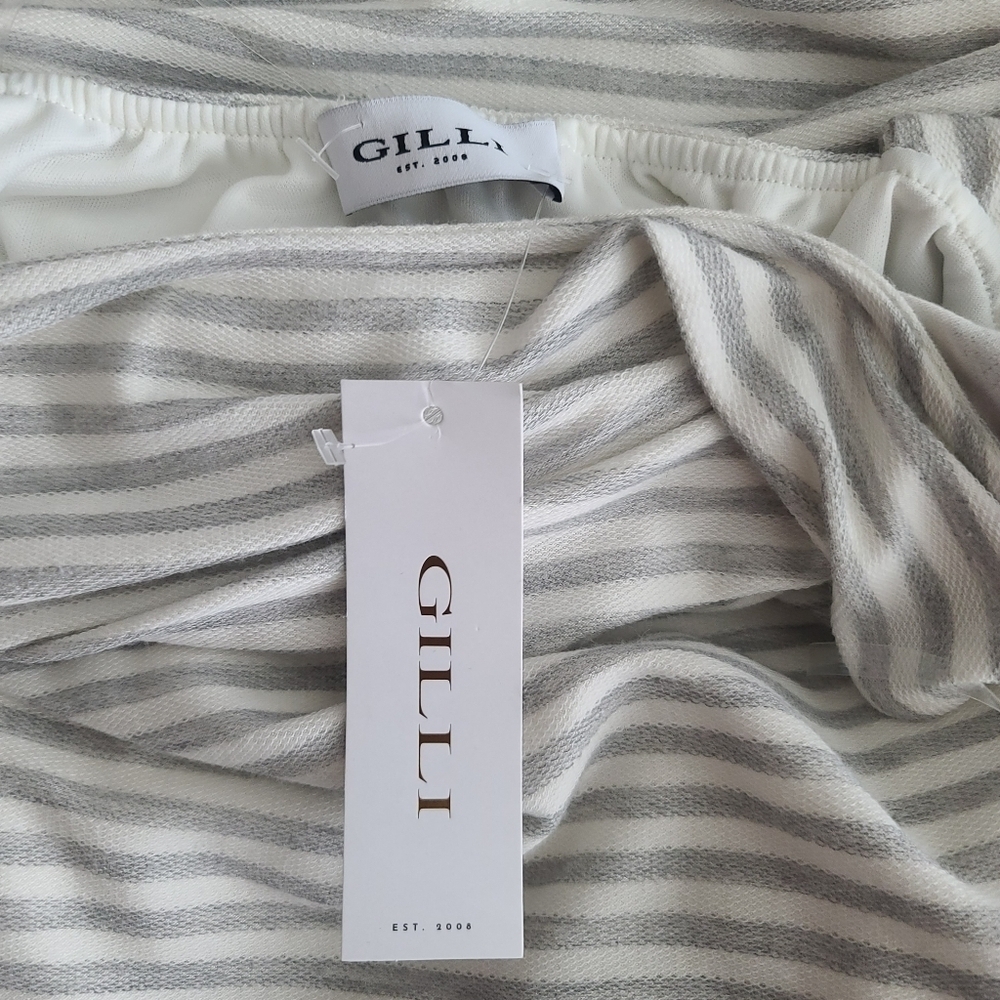 NWT Soft Flowy Dress Preppy Comfy Sz Large Striped Spring Cutout Cream Summer - Picture 7 of 10
